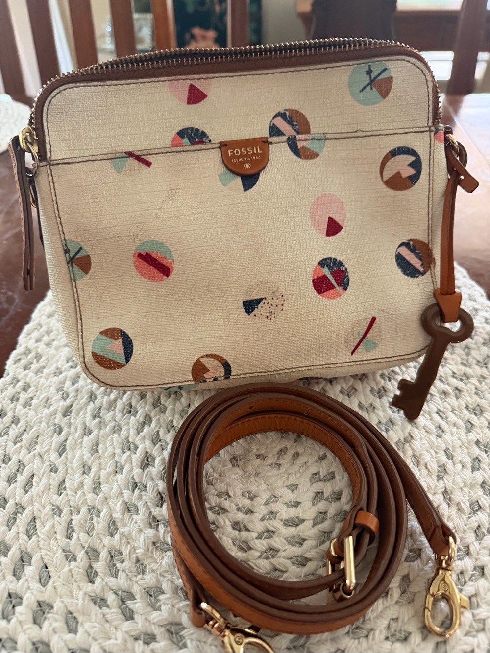 Fossil Crossbody Bag with Multicolor Dots